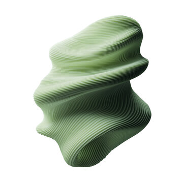 Irregular organic ribbed 3D shape. Distorted melted organic sculpture. Ai generated