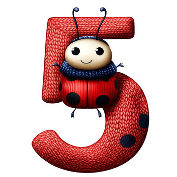Number red and cute young bug