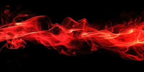 Poster - abstract red smoke waves on black background