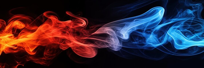 Poster - colorful smoke art with red and blue swirls