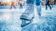 © Tadeusz - Close-up of a female skater's ice skate gliding on a sparkling rink.