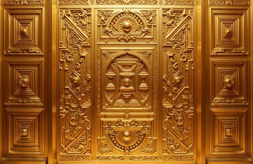 ornate golden wall panel, luxury baroque architectural detail