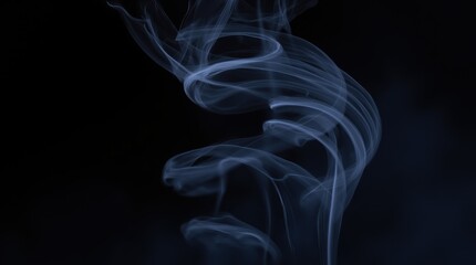 a spiral of smoke rising upwards, with its density and form constantly shifting. the thick, dark spi