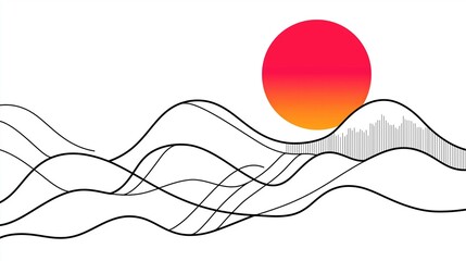 Poster - A minimalist line art drawing of a landscape.