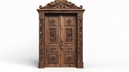 Ornate wooden doors with intricate carvings and classical design elements