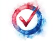 © peerasak - A colorful watercolor illustration of a checkmark inside a circular border, symbolizing approval and completion.