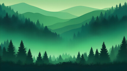 Wall Mural - neon Forest Green, Olive, Mint glowing grainy gradient background noisy texture wallpaper.