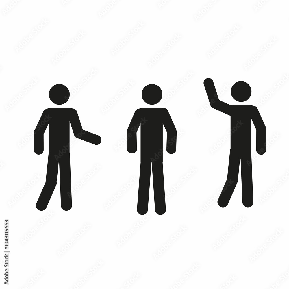 stick man in different poses,pictogram of a human figure on a white background