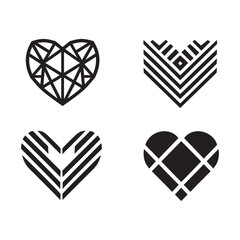 Wall Mural - Simple, minimal geometric style heart icon set. vector