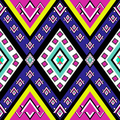 Wall Mural - Abstract geometric ethnic pattern design. Aztec fabric carpet mandala ornament ethnic chevron textile decoration wallpaper. Tribal boho native ethnic turkey traditional embroidery vector background