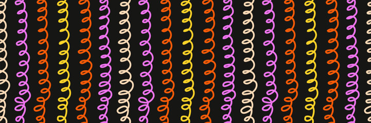 Wall Mural - colorful seamless pattern of hand drawn, simple and playful spiral lines doodle, vector background w