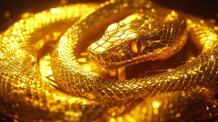 Poster - A shimmering golden snake intertwined with the numbers 2025 as a clock ticks down to midnight creating excitement and anticipation for the New Year Stock Photo with side copy space