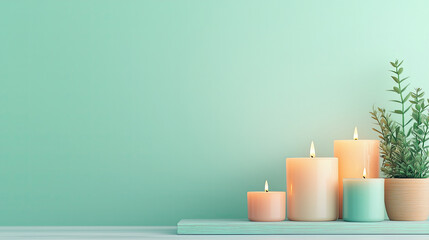 Serene Candlelight: A Peaceful Arrangement of Candles and Greenery