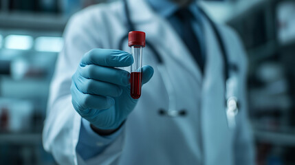 doctor holding a blood sample 