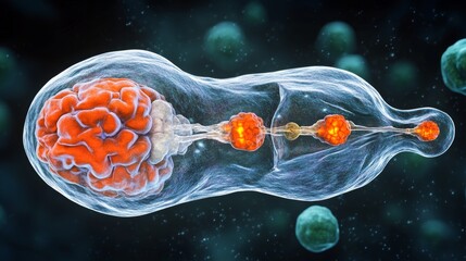 microscopic cell division with multiple nuclei