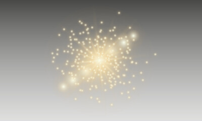 Poster - Glittering vector dust on a transparent background. Golden sparkling lights. Christmas Holiday glow particle. Magic star effect. Shine background. Festive party design. Vector EPS 10