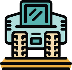 Poster - This color vector icon represents a futuristic moon buggy exploring new planets