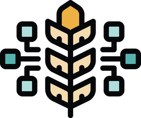 Poster - This color icon depicts a wheat stalk connected to a network, symbolizing the integration of technology in agriculture