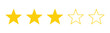 © Virdauso - Three out of five stars customer product review icon. Yellow 3 star rating feedback for website, app, ui design. Vector illustration.