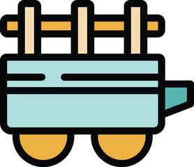 Poster - Mining cart with wooden support rails icon, filled outline style