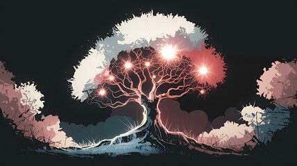 Artistic tree illustration with glowing branches and abstract background symbolizing immune resilience