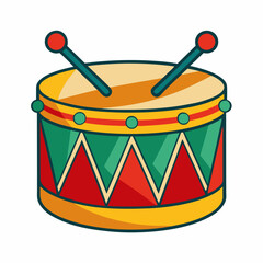 Christmas drum vector illustration with white background