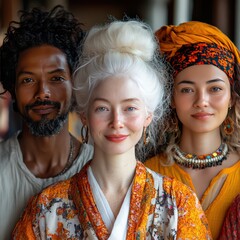 Wall Mural - A diverse group of people, including individuals with albinism, standing together