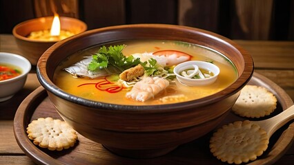 Delicious Thai Chicken and Vegetable Soup in a Fresh Bowl for a Healthy Dinner