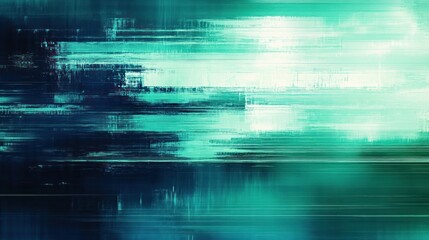Wall Mural - horizontal digital distortion with alternating glitch lines and static noise in vibrant shades of gr