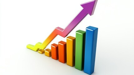 Poster - Growth Chart: A vibrant, 3D bar chart with a rising arrow signifies upward trajectory, showcasing progress and success.  
