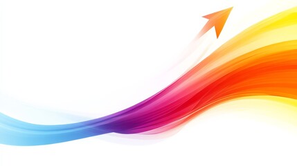Poster - Rainbow Curve with Rising Arrow: Abstract vibrant colors flowing in a dynamic wave, symbolizing growth, progress, and positive change.  The upward arrow adds a sense of ambition and achievement. 