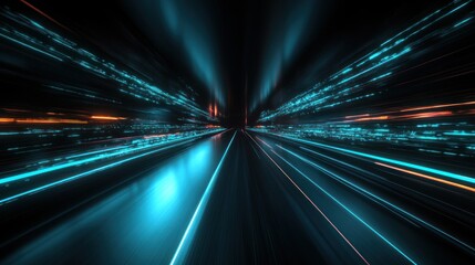 Wall Mural - sleek black background with sharp, glowing blue and green lines, creating a sense of speed and innov
