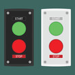 © Dow - Push button station switch with two buttons 'Start' and 'Stop'. Vector illustration in flat style
