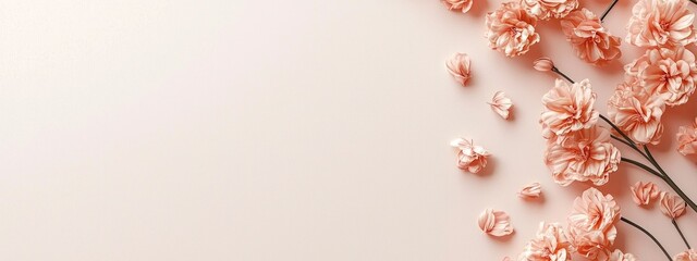 Wall Mural - Pastel Pink Flower Petals on Soft Background Generative AI