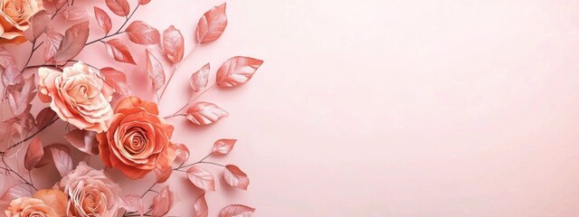 Wall Mural - Pastel Pink Flower Petals on Soft Background Generative AI