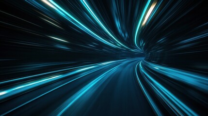 Wall Mural - sleek black background with sharp, glowing blue and green lines, creating a sense of speed and innov
