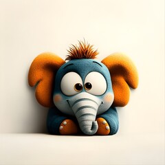 Poster - Whimsical and Endearing Cartoon Character Resting on a Pure White Background with Subtly Expressive Facial Features and Soft Pastel Colors that Create a Playful and Imaginative Aesthetic