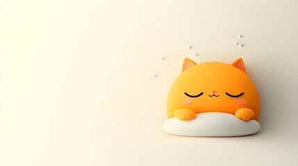 Poster - Cheerful and Endearing Cartoon Character Resting Peacefully on a Minimalist White Background Featuring Rounded Forms Soft Dynamic Linework and a Warm Inviting Style   Perfect for Kids  Apps