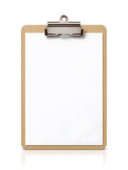 Wall Mural - Empty blank clipboard with paper sheet isolated on white background