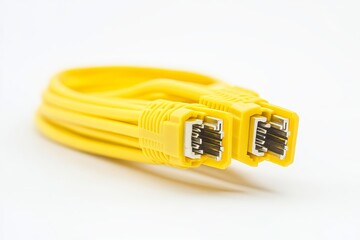 Single mode fiber optic patch cord on white background, isolated