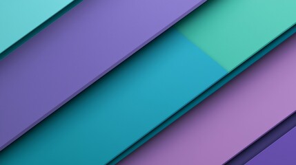 Poster - Modern abstract background with a clean and simple aesthetic, featuring overlapping diagonal shapes in shades of turquoise, purple and green
