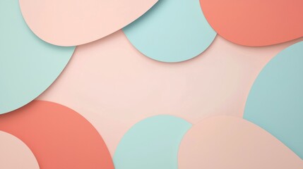 Poster - Pastel pink, blue, and orange circles are overlapping to create a colorful abstract background with a modern minimalist look