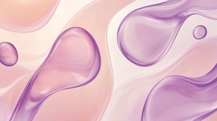Poster - Graceful purple and pink shapes float on a white background, creating a modern abstract design. Delicate hues blend seamlessly, exuding elegance. Perfect for stylish projects