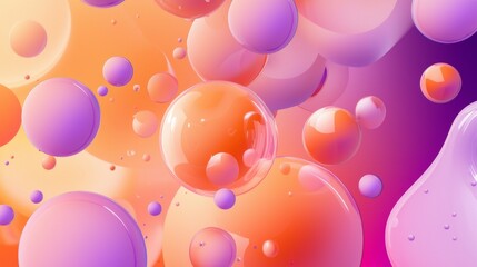 Poster - 3d render of a dynamic composition with glossy spheres floating on a vibrant gradient background, creating a sense of depth and movement