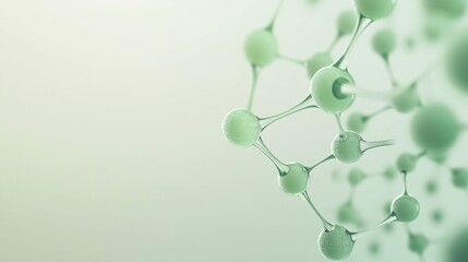 Poster - Green molecules are forming a complex structure on a gradient background, making a great concept for medical research or any scientific subject