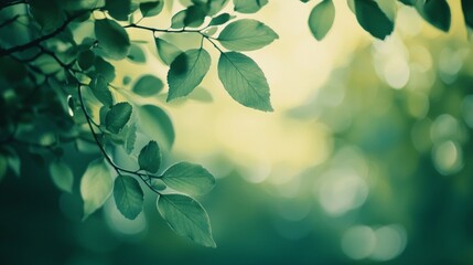 Poster - Sunlight shines through lush green leaves, creating a mesmerizing bokeh effect in a serene, peaceful setting. Perfect for adding tranquility to any project