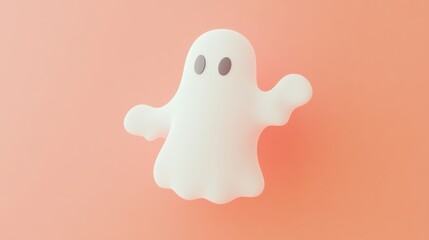 White ghost figurine on a peach background.