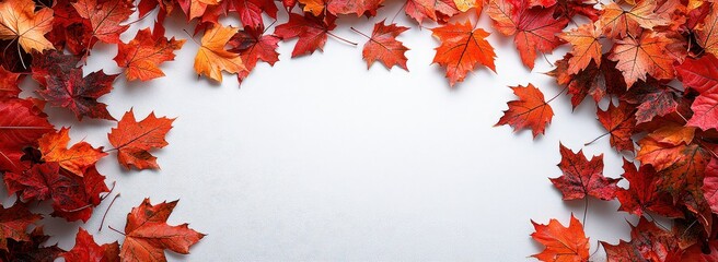 Wall Mural - Falling leaves on a white background