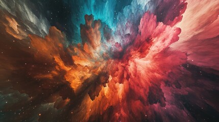 Poster - A mesmerizing cosmic background featuring an explosion of colors from nebulae and galaxies, creating a breathtaking view of the universe.