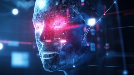Poster - AI-powered facial recognition system concept, with sleek interfaces capturing and analyzing facial data in real-time, ensuring accurate identity verification in a wide range of security applications